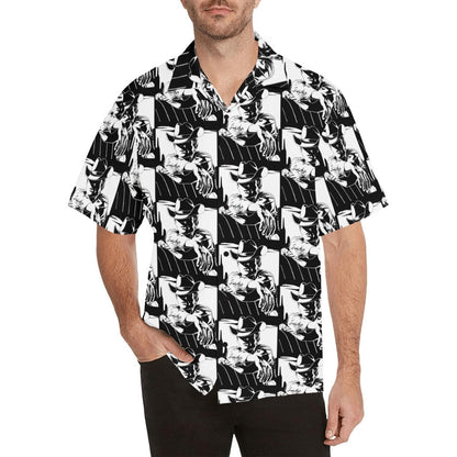 Black White Cowboy Men's Camp Shirt