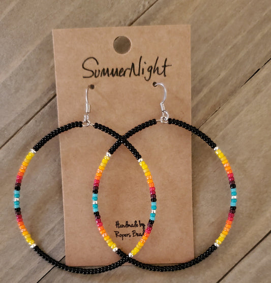 Summer Night Bonfire  Hoop Earrings Choice of size