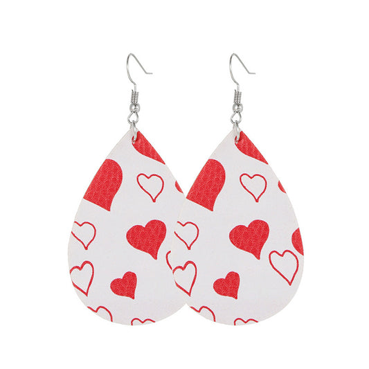 Valentine's Day Hearts Print Teardrop Earrings