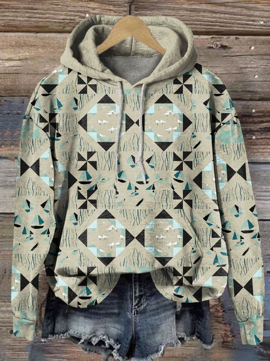 Vintage Geometric Art Print Casual Sweatshirt