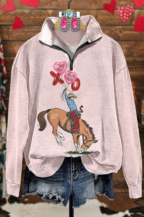 Western Valentine's Day Xoxo Zipper Sweatshirt