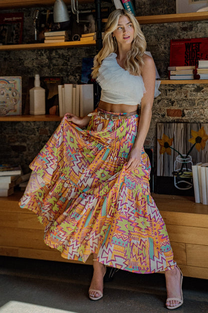 Aztec Will Not Be Forgotten Woven Maxi Skirt