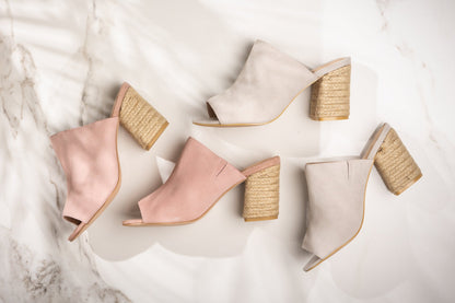 Sbicca Helena Heeled Sandal in Blush Suede