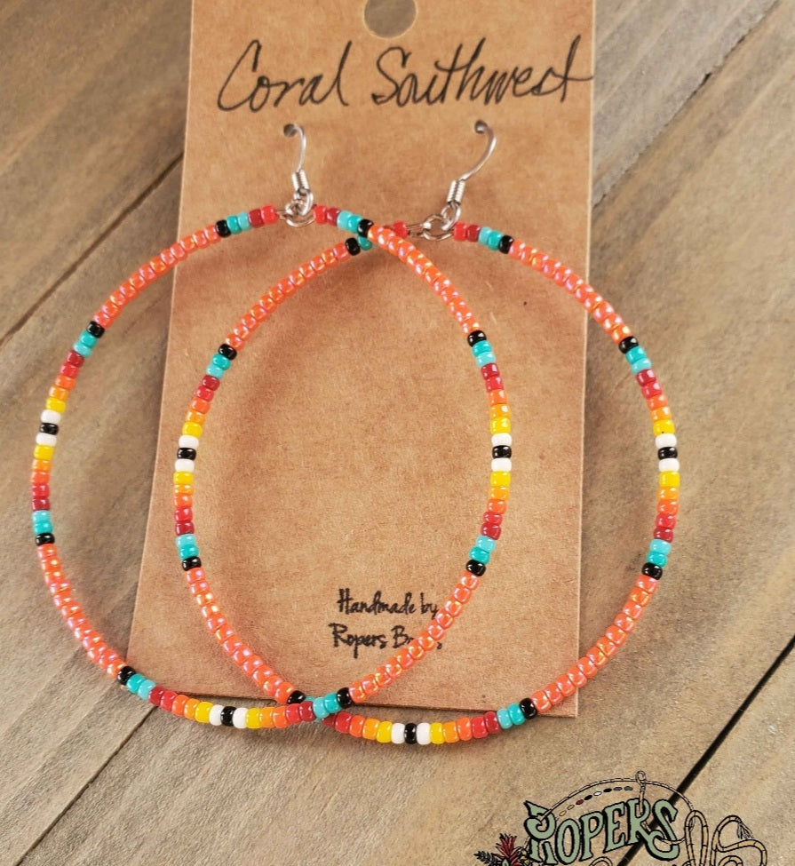 Coral Southwest Large Hoop Earrings