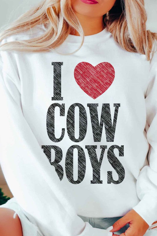 I Love Cowboys Oversized Sweatshirt choice of colors