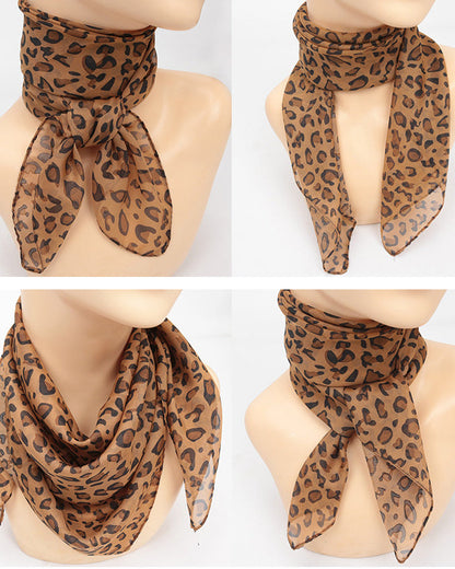 Fashionable Leopard Print Chiffon Square Scarf