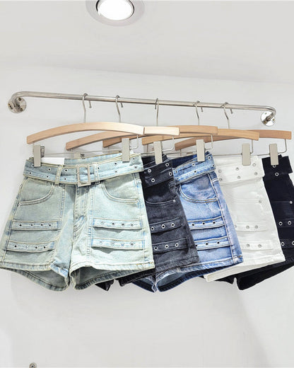 Retro High Waist Loose Stretch Denim Shorts