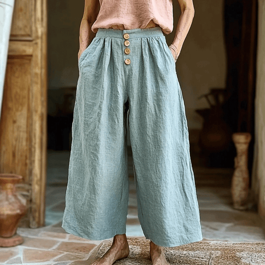 Women's Linen Solid Color 9-point Harem Pants