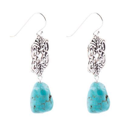 Barse Jewelry Durango Lace Turquoise Drop Earring