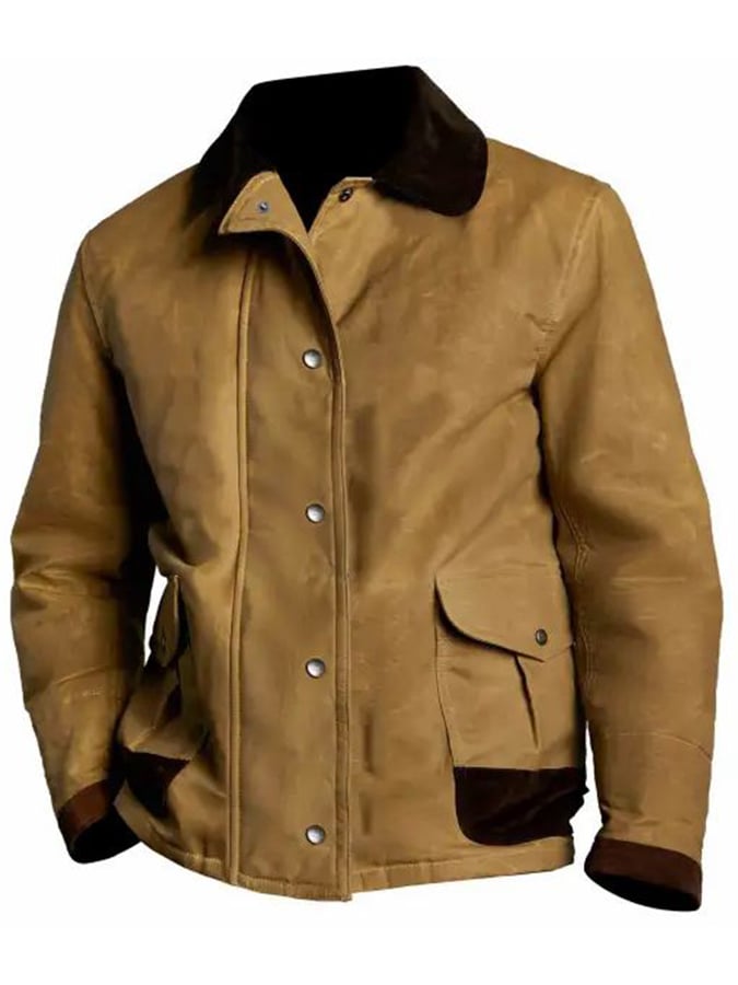 Men's Retro Outdoor Contrast Pocket Lapel Jacket