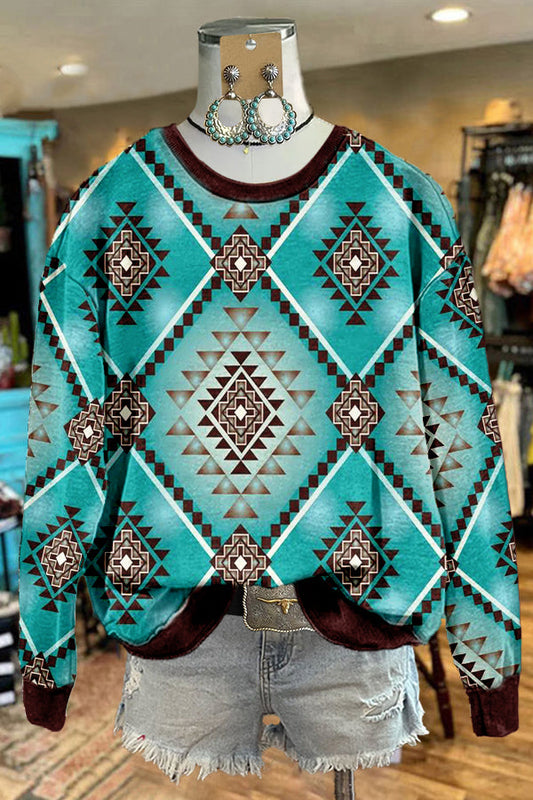 Unique Western Totem Print Sweatshirt