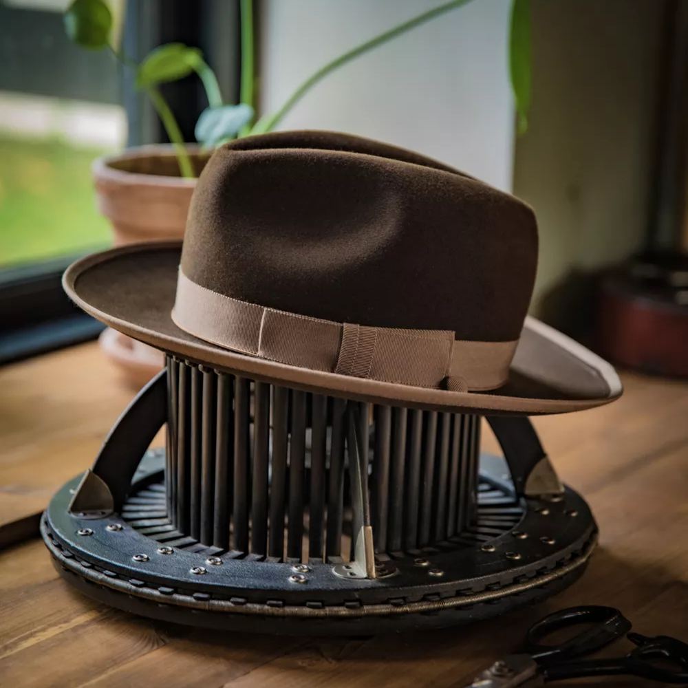 Bespoke Handmade Fedora - Special hat band-Coffee-Camel