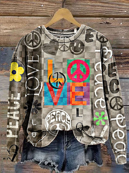 Love and Peace Art Print Casual Sweatshirt