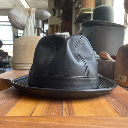 Mickey O'Neil hat / Fedora Leather Hat-BRAD PITT SAME STYLE