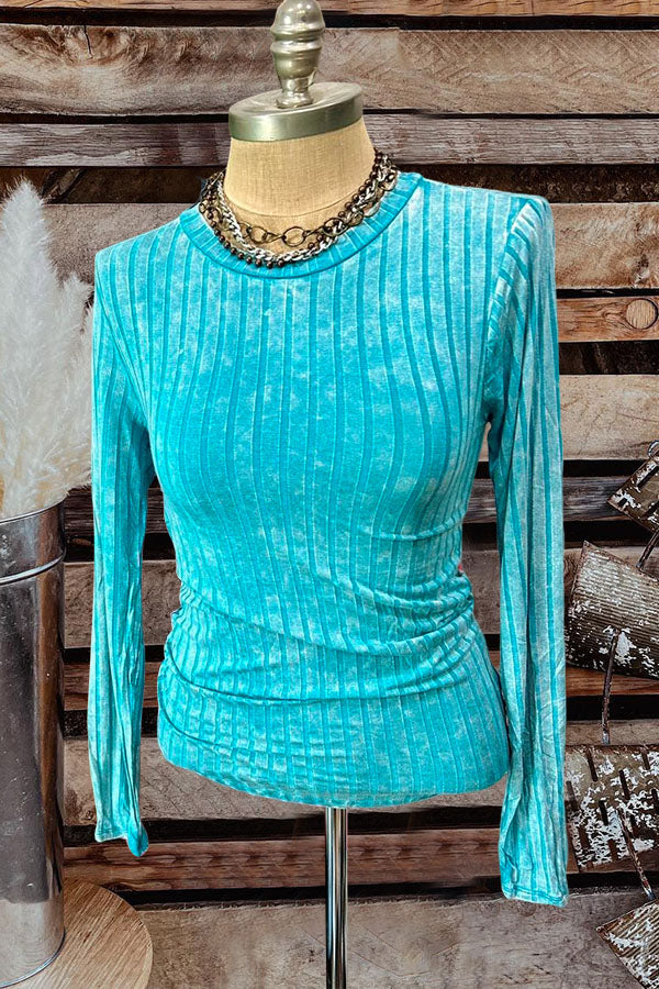 Washed Distressed Knit Top