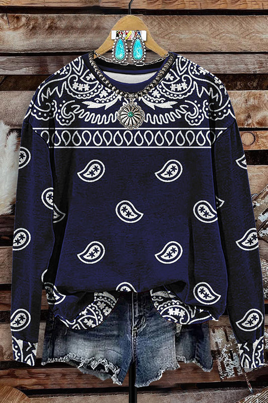 Retro Ethnic Print Sweatshirt