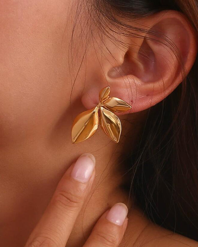 Glossy Flower Leaf Earrings