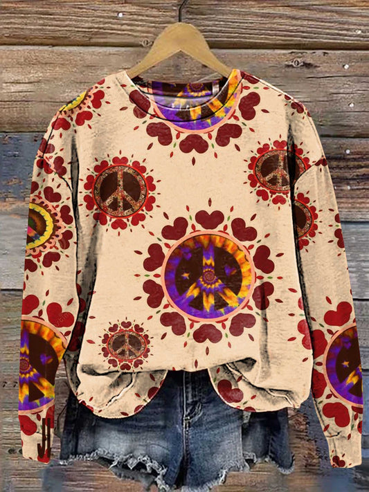 Retro Hippie Peace Sign Love and Peace Casual Sweatshirt