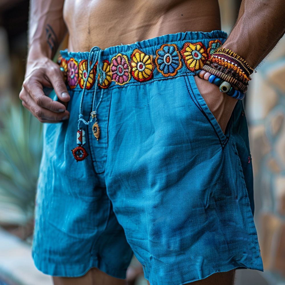 Retro Ethnic Casual Linen Shorts Style Shorts