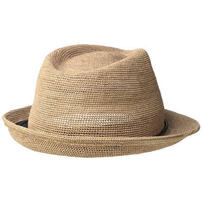 [Brad Pitt same style!]Can be rolls up for packing- Goorin Bros Morning Glory Raffia Straw Trilby Fedora