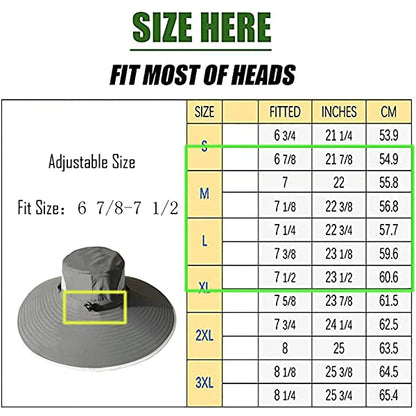 Men Wide Brim Sun Hats UPF50+ Waterproof Breathable Bucket Hat for Fishing, Hiking, Camping C06-army Green Ink