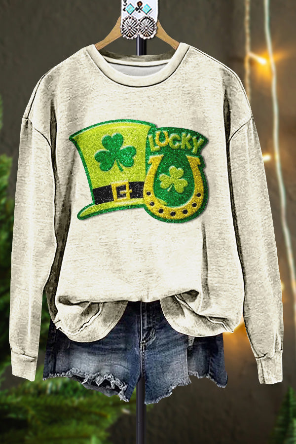 Classic Contrast St. Patrick's Day  Print Sweatshirt