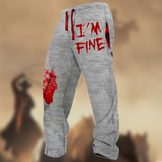 Men's Halloween I Am Fine Print Casual Sweatpants