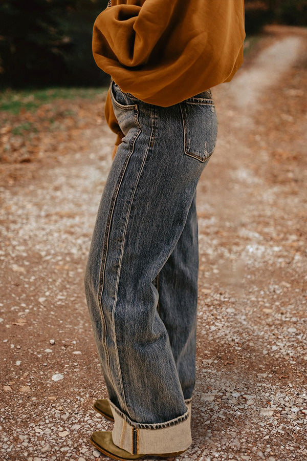 Vintage Washed Wide Leg Jeans