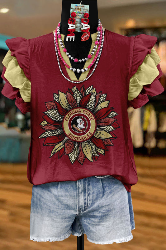 Florida State Seminoles Game Day Print Flying Sleeve Blouse