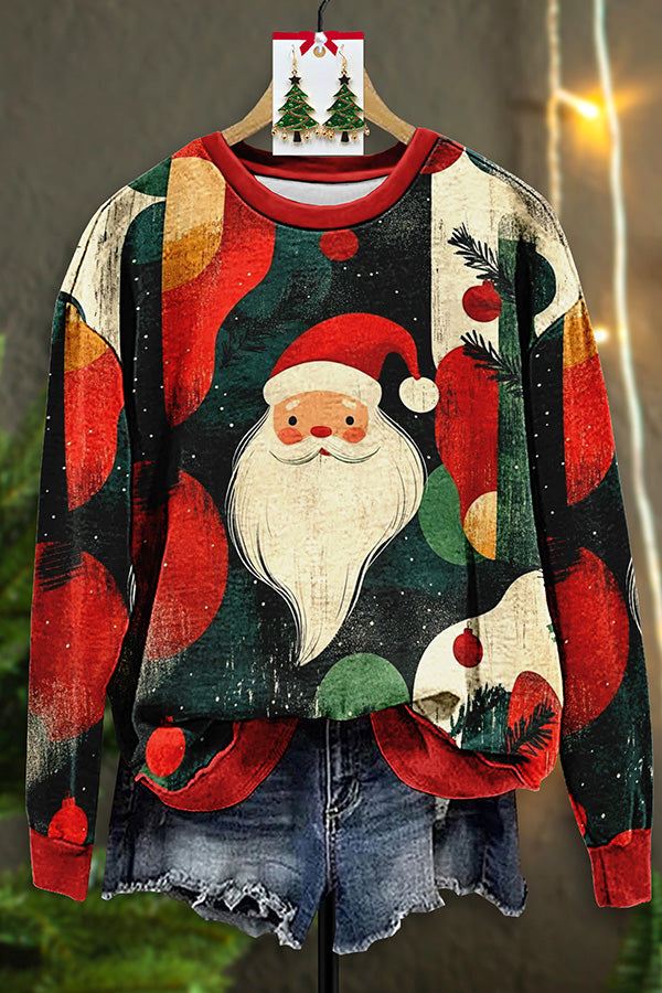 Vintage Santa Claus Print Sweatshirt