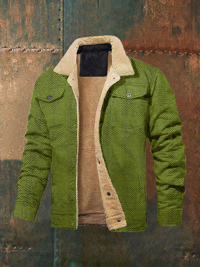 Men's Western Vintage Herringbone Velvet Cotton Work Casual Jacket