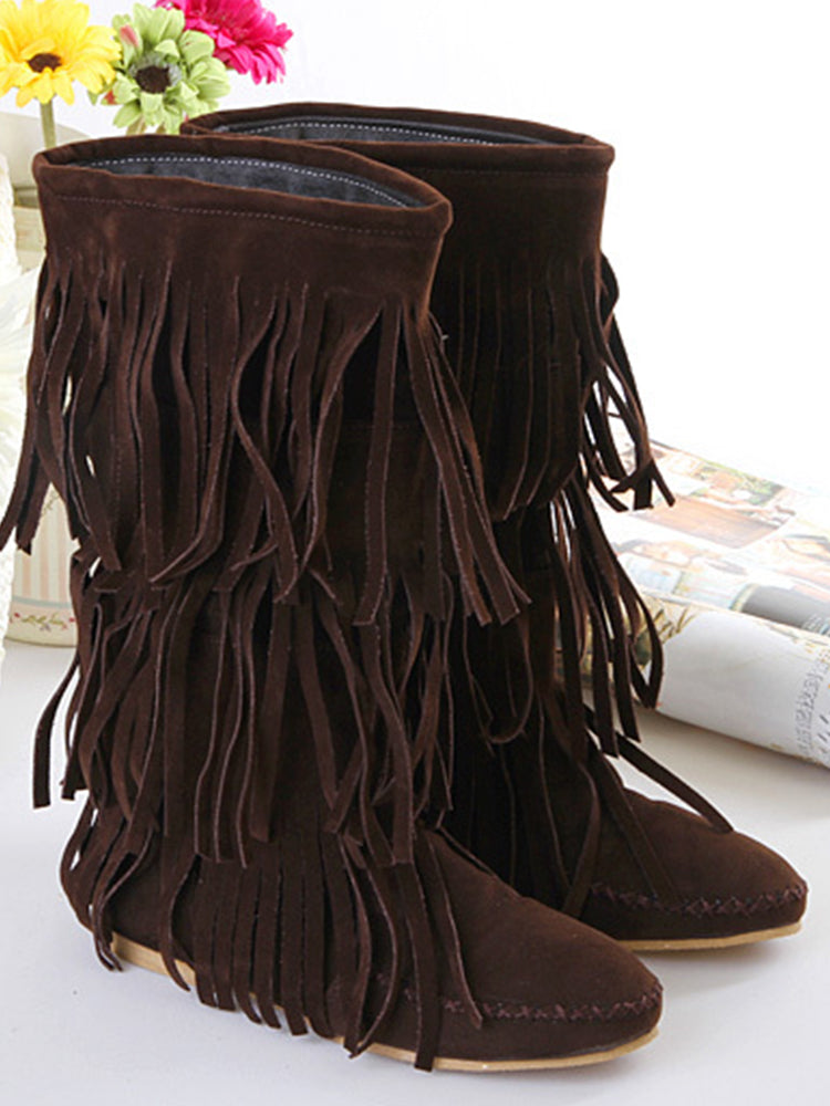 Western Retro Tassel Mid Boots