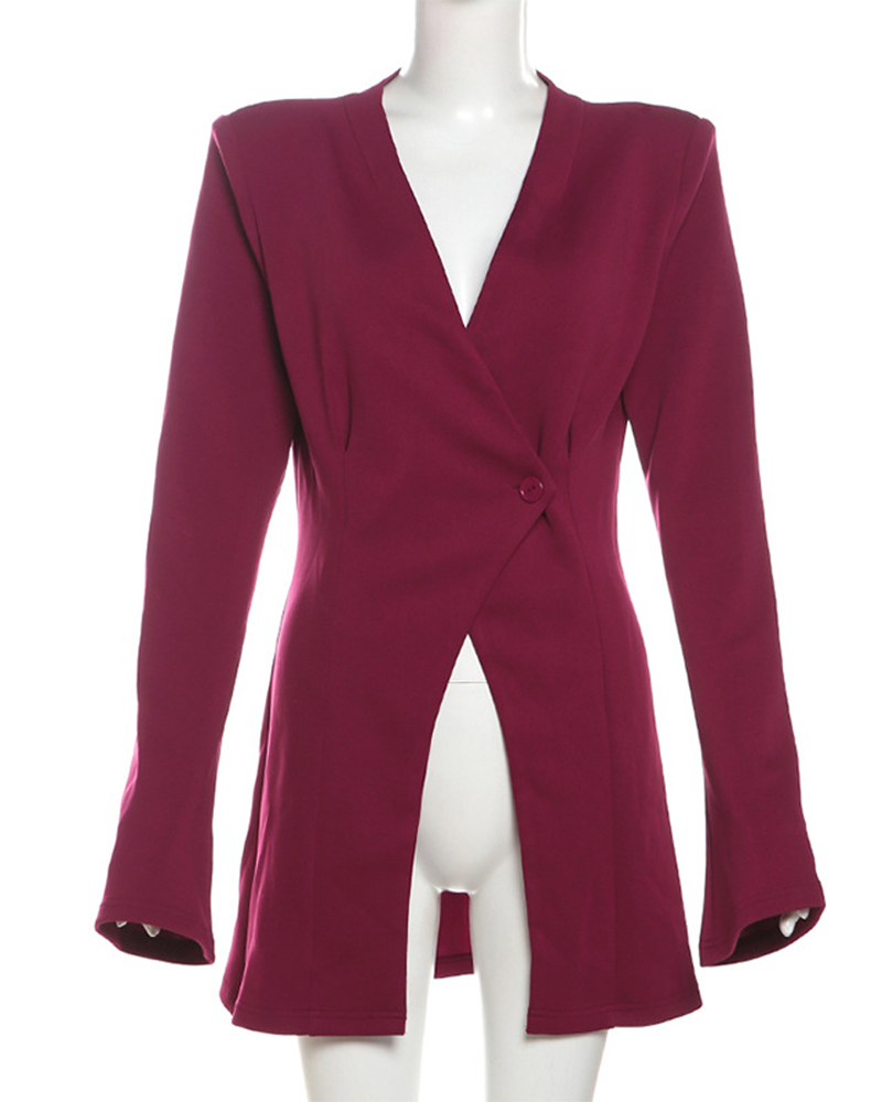 Temperamental Slim Solid Color Suit Jacket