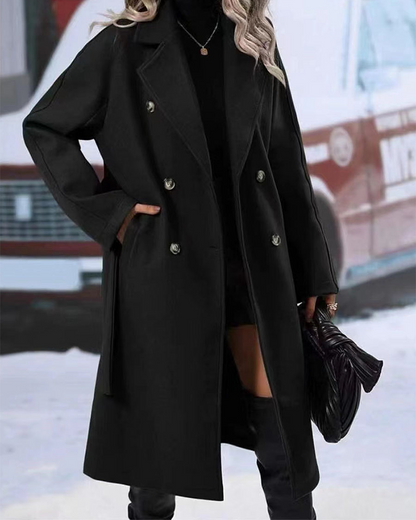 Pure Color Lapel Thick Lapel Trench Coat