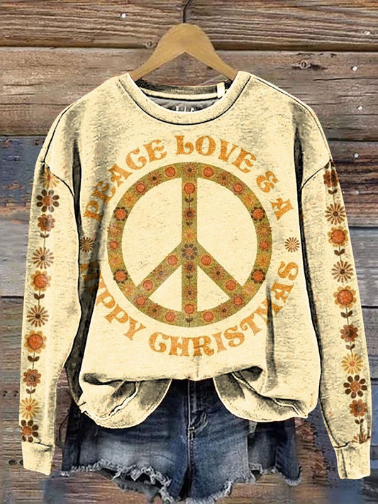 Love And Peace Art Print Casual Sweatshirt