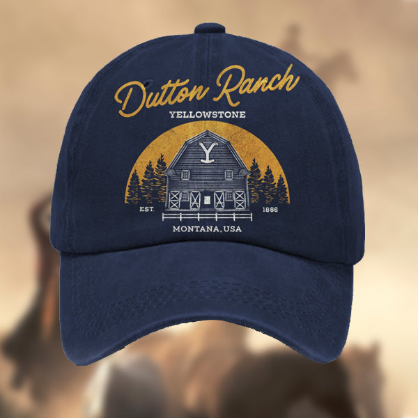 Men's Vintage Western Yellowstone Dutton Ranch Cotton Washed Baseball Cap