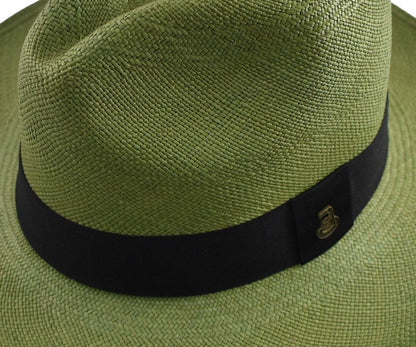 Green Classic Fedora | Genuine Panama Hat | Toquilla Straw | Handwoven in Ecuador - EA - HatBox Included