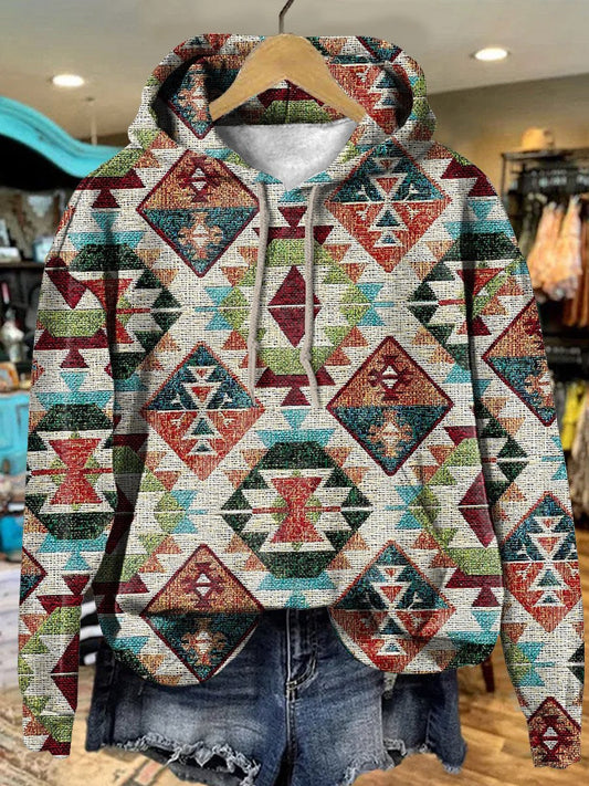 Vintage Retro Aztec Art Print Casual Hoodie Sweatshirt