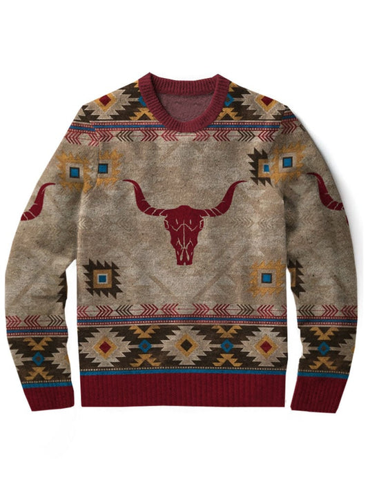 Western Vintage Classic Crew Neck Sweater