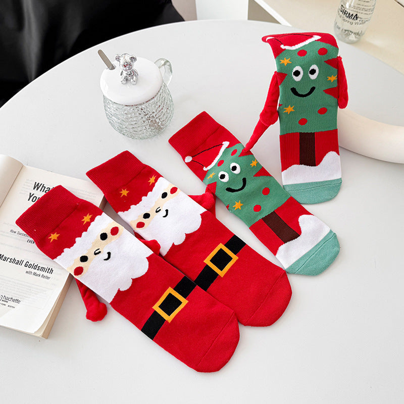 Cute Christmas Magnetic Holding Hands Socks