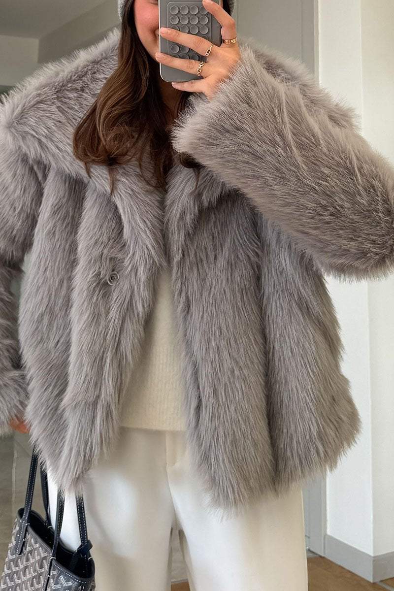 Women's Casual Solid Color Plush Coat