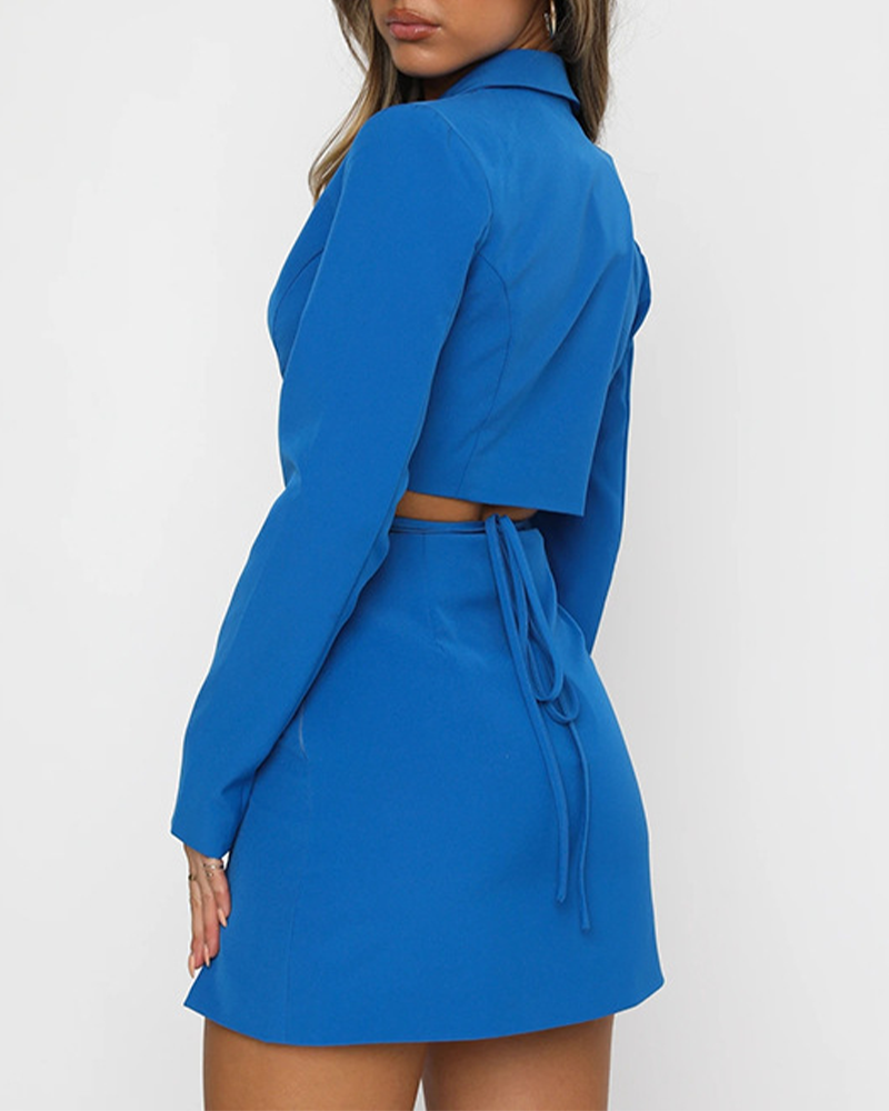 Temperament Tie-Up Open Waist Skirt Suit