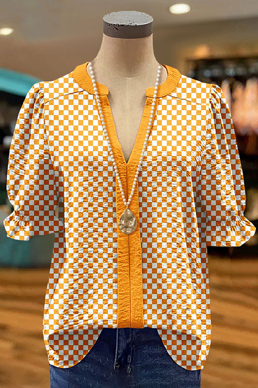 Tennessee Orange Pattern Puff Sleeve Blouse