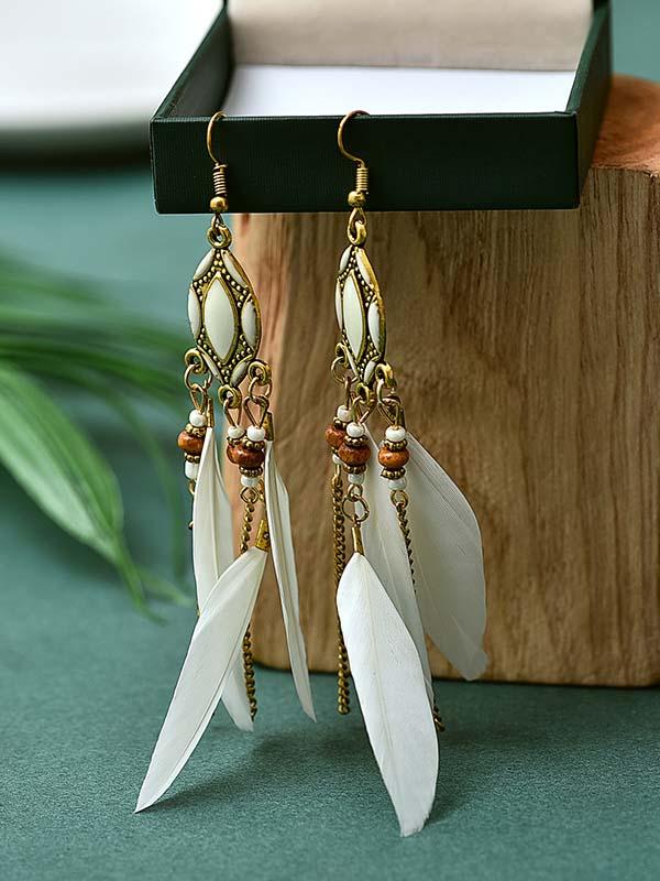 Vintage tassel feather earrings