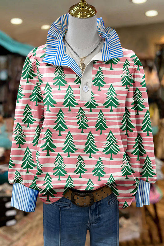 Christmas Tree Striped Print Blouse