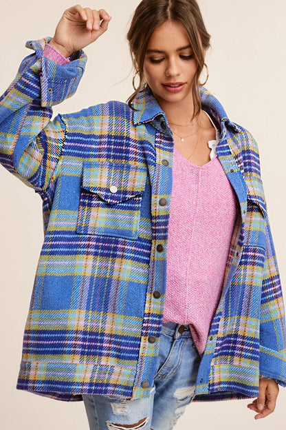 Hailee Plaid Shacket Jacket choice of colors