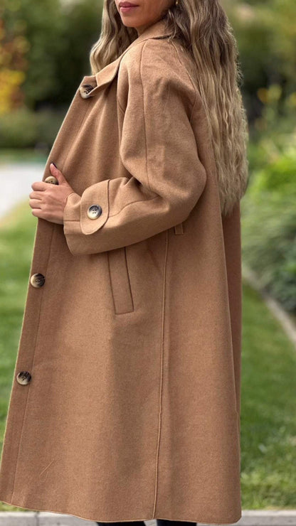 Women's Lapel Long Sleeve Casual Long Coat