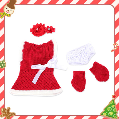 🔔[Christmas Celebration] For 12" Full Body Silicone Baby Doll Clothing 4-Pieces Set Accessories