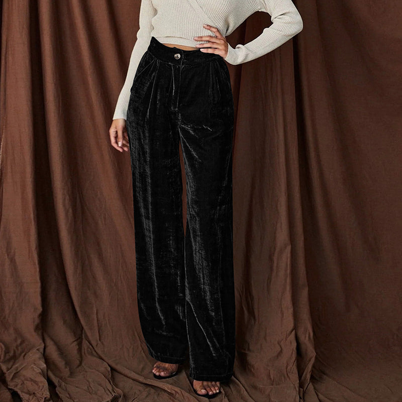 Temperament Commuter Trousers Women's Summer Gold Velvet Drape Wide-leg Pants Loose Casual Pants Women