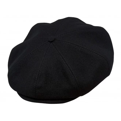 PEAKED CAPS Genuine Scottish Harris Tweed 8 Panels Man Cap Black